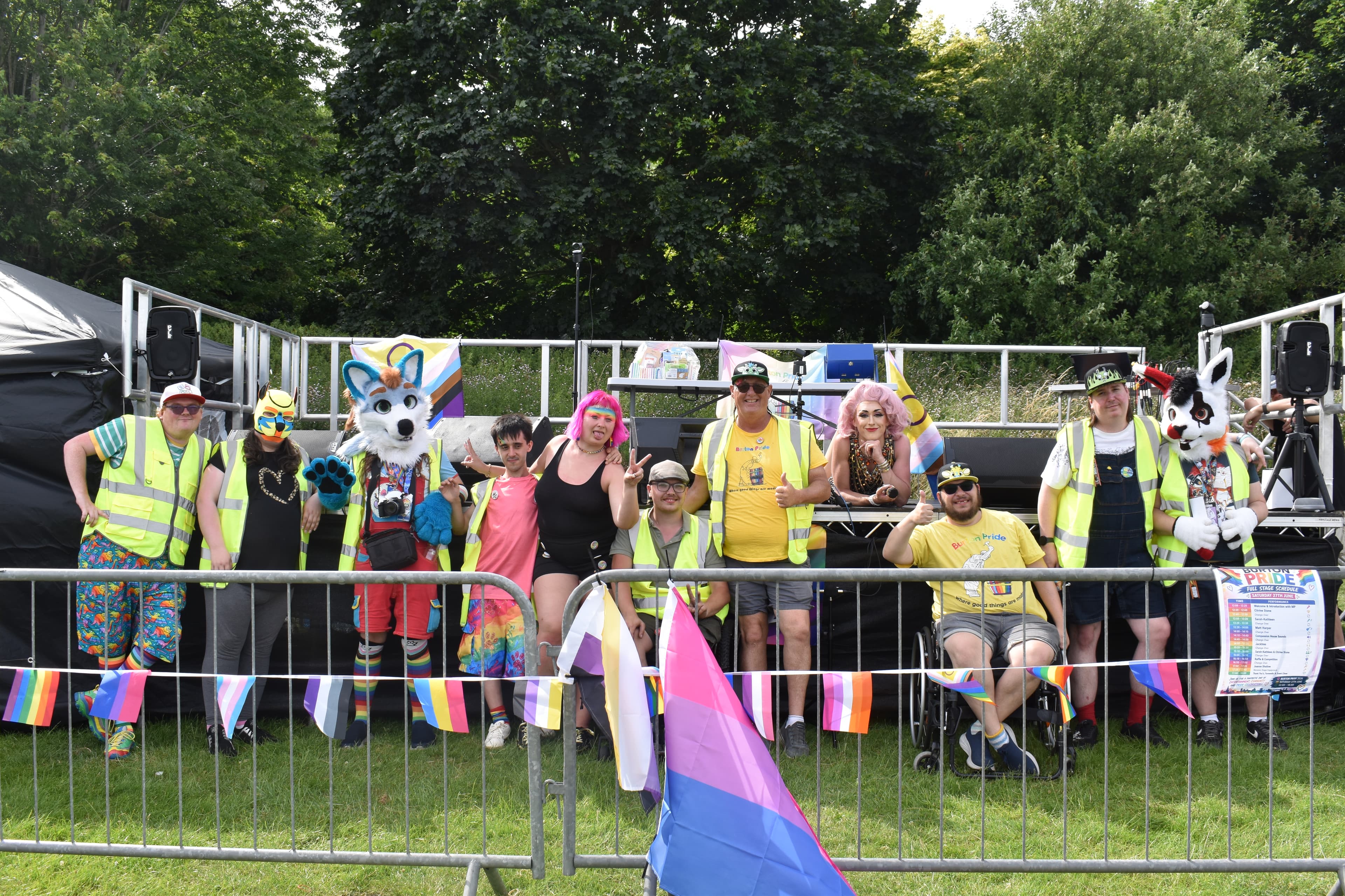 Pride flags and decorations at Burton Pride 2026